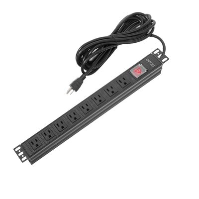 19" 1U Rack Mount PDU Power Strips 8 Outlet Mountable Power Strip, Wall Mount Outlet Power Strip Heavy Duty, Wide Spaced 15A 125V 1875W, 16 FT SJT 14AWG Power Cord 5 Meter /16 feet Supper Long Cable
