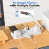 15 FT Long Extension Cord with Multiple Outlets, NTONPOWER Long Surge Protector Power Strip 14 Outlets 4 USB Ports (2 USB C), 1875W 15A, 14 Gauge 3 Prong, Mountable for Home Office, White, SurgePro view 3