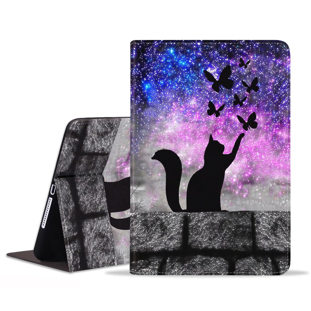 ZXHSBROK Case for Samsung Galaxy Tab A7 Lite 8.7 Inch 2021 (Model: SM-T220/T225/T227) - Slim PU Leather Folding Stand Folio Cover with Auto Sleep/Wake, Cat and Butterfly
