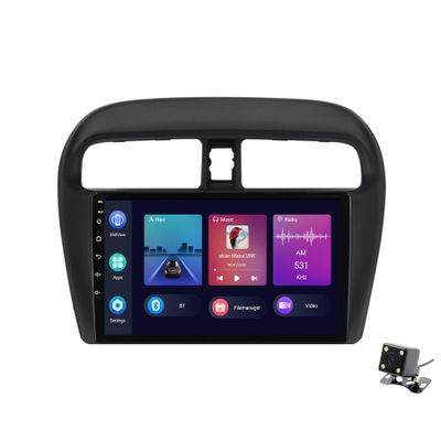 ADMLZQQ for Mitsubishi Mirage Attrage 2012-2018 Car Stereo Radio Car-Play Android Auto,9 Inch Touch Screen 2 Din GPS Sat Navi Multimedia with Bluetooth 4G Backup Camera+SWC+Mirror Link,Y1 1+16g