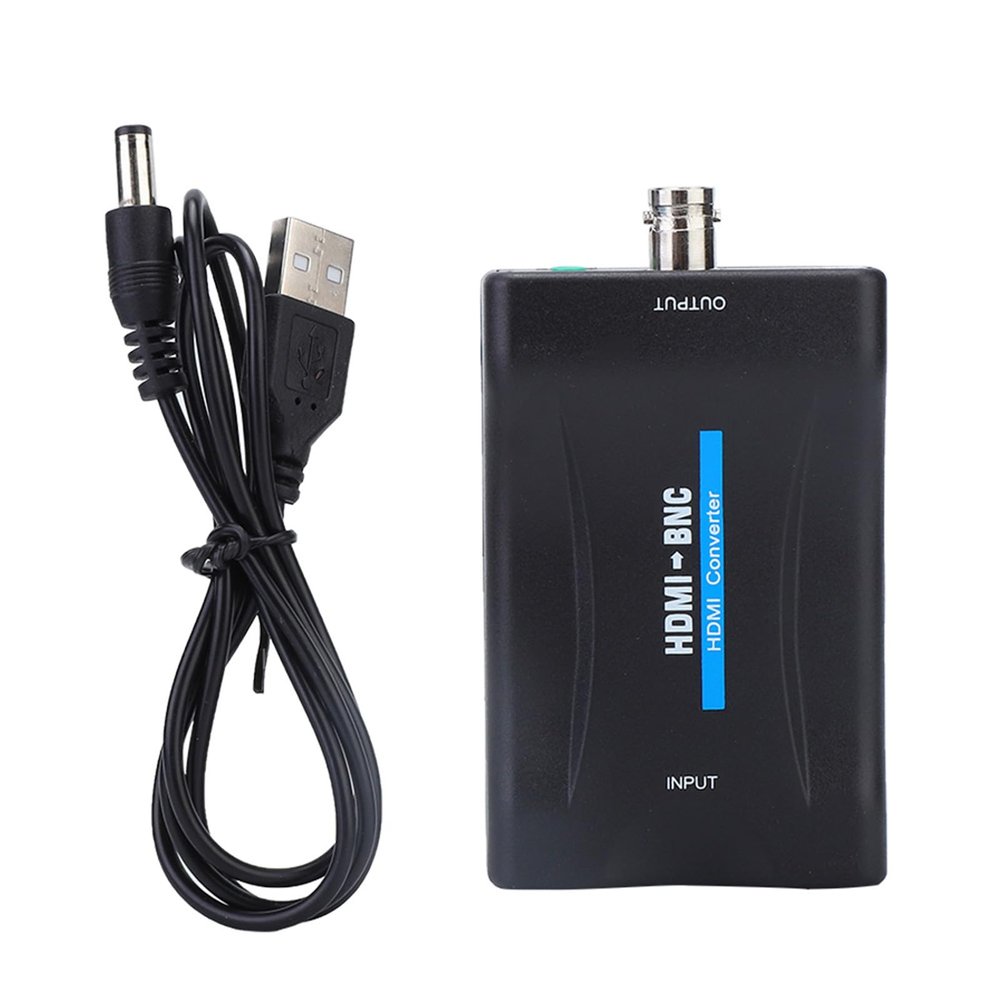 Video Adapter HDMI to BNC Composite Video and Audio Signal Converter, 3.5mm Audio Signal Converter Adapter with USB Charge Cable Support for NTSC and PAL 480i 576i Definition