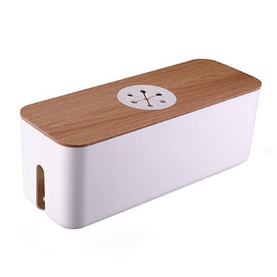 BinOxy Cord Management Box Cable Storage Box Power Line Storage Case Charger Socket Organizer Wire Case Home Cable Winder Organizer Cable Box (Color : Gold, Size : Large)