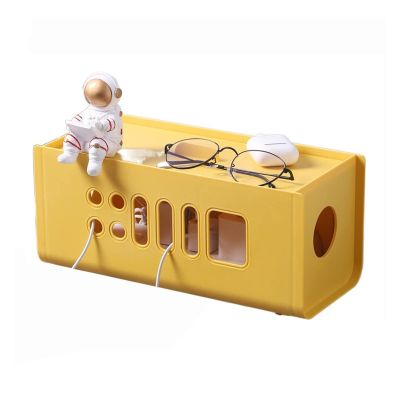 BinOxy Cord Management Box Cable Storage Box Power Board Wire Management Socket Strip Wire Case Charger Socket Organizer Network Line Storage Bin Cable Box (Color : Yellow)