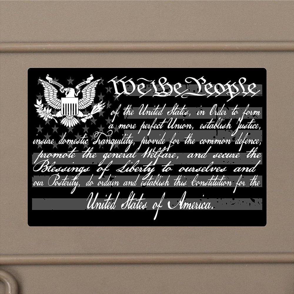 American Flag Preamble Constitution Gadsden 1776 We The People Weathered Vinyl Sticker Decal (6"x10")