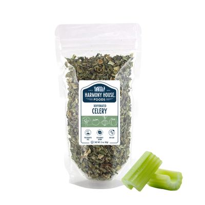 Harmony House Dehydrated Celery, Crosscut  Dried Vegetables For Cooking, Camping, Emergency Supply and More (1.5 oz, Zip Pouch)