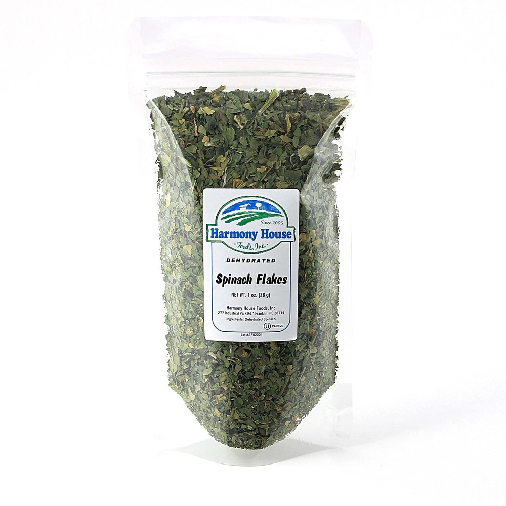 Harmony House Dried Spinach Flakes Dehydrated Vegetables For Cooking, Camping, Emergency Supply and More (1 oz, ZIP Pouch)
