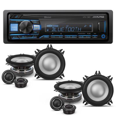 Alpine UTE-73BT Mech-Less Digital Bluetooth Media Receiver with 2 Pairs Alpine S2-S40C Type S 4" Component Speakers