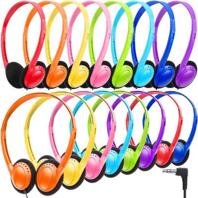 Wensdo 24 Pack Classroom Headphones Bulk for Kids School Class Set Headphones for Students Teens Toddler Childern and Adult (Multi Colors)