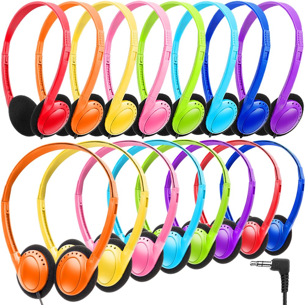 Wensdo 24 Pack Classroom Headphones Bulk for Kids School Class Set Headphones for Students Teens Toddler Childern and Adult (Multi Colors)