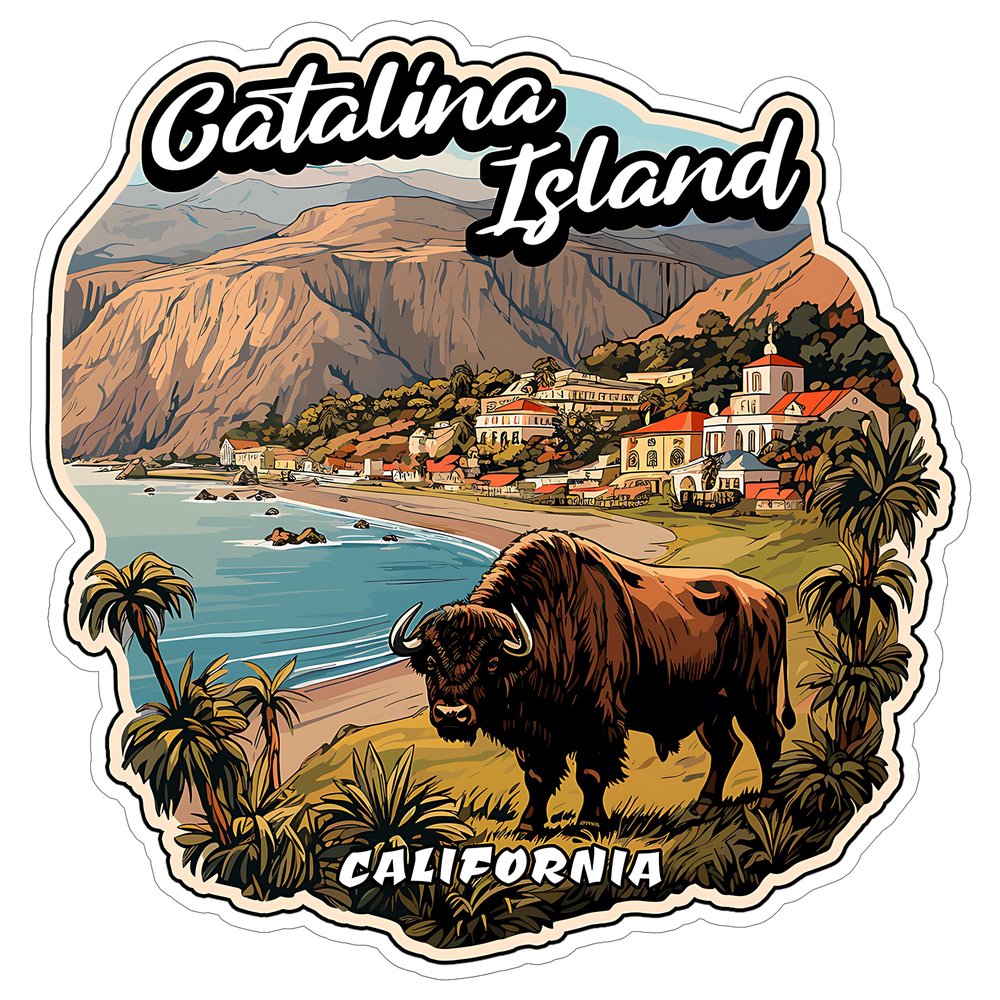 Catalina Island California Sticker 4 Inch Coastal Beach Seaside Travel - Waterproof Vinyl Decal for Laptop Water Bottle Car Tumbler - Durable Aesthetic Long-Lasting Stickers for Adults ID44990
