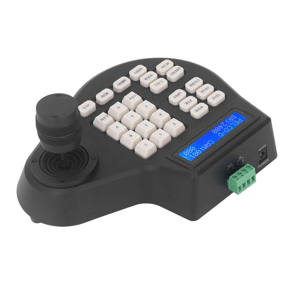 DAUZ Mini Analog PTZ Camera Keyboard, 4D Joystick Wide Application Good Compatibility 100-240v PTZ Camera Controller Keyboard for Court (US Plug)