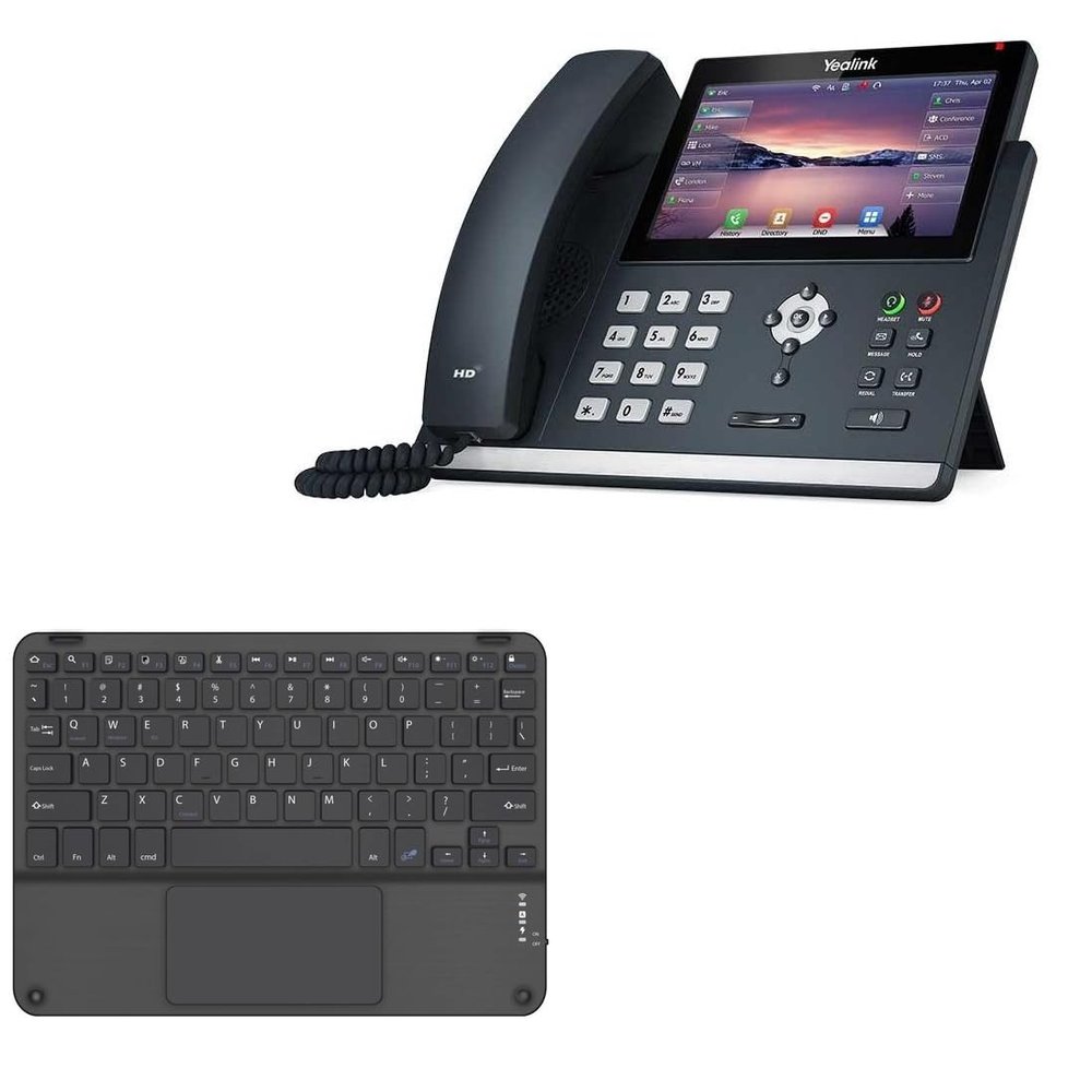 BoxWave Keyboard Compatible with Ooma YeaLink T48U - SlimKeys Bluetooth Keyboard with Trackpad, Portable Slim TouchPad - Jet Black