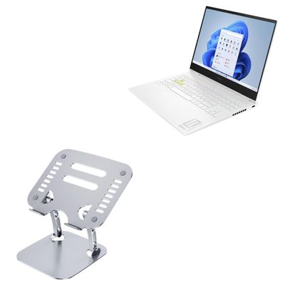 BoxWave Stand and Mount Compatible with HP Omen Transcend (16t-u000) - Executive VersaView Laptop Stand, Ergonomic Adjustable Viewing Angle Metallic Riser - Metallic Silver