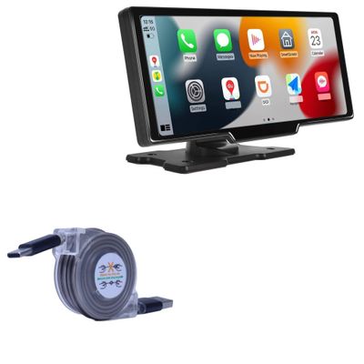 BoxWave Cable Compatible with LYTDZ-CA Portable Car Radio (9.3 in) - miniSync - USB-A to USB Type-C, Retractable Cable 5 Pre-Set Lengths Avoid Tangles
