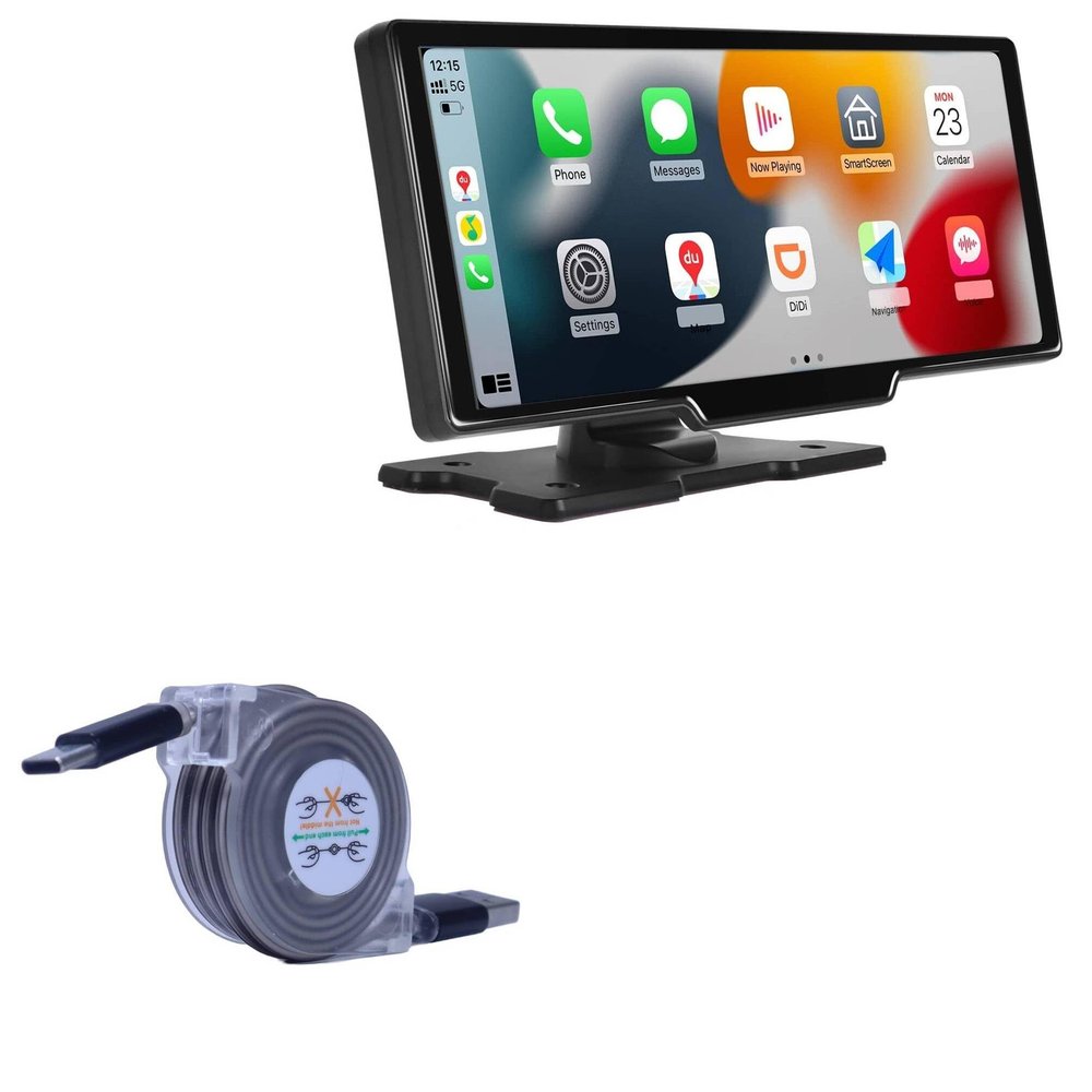 BoxWave Cable Compatible with LYTDZ-CA Portable Car Radio (9.3 in) - miniSync - USB-A to USB Type-C, Retractable Cable 5 Pre-Set Lengths Avoid Tangles