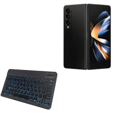 BoxWave Keyboard Compatible with Samsung Galaxy Z Fold 5 - SlimKeys Bluetooth Keyboard - with Backlight, Portable Slim LED 7 Colors - Jet Black
