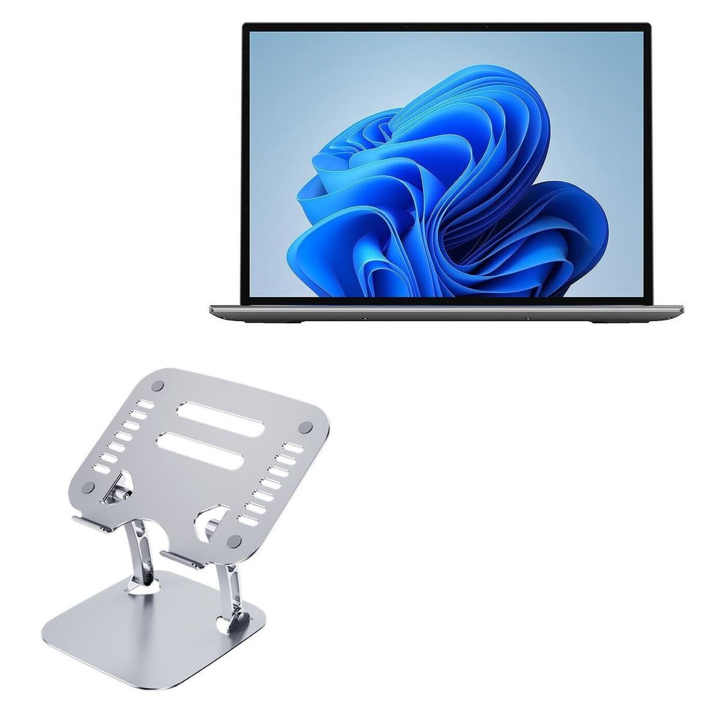 BoxWave Stand and Mount Compatible with Alldocube GT Book 13 - Executive VersaView Laptop Stand, Ergonomic Adjustable Viewing Angle Metallic Riser - Metallic Silver