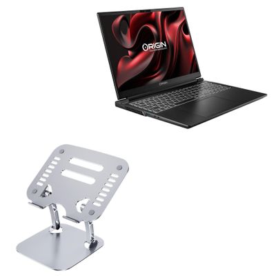 BoxWave Stand and Mount Compatible with Origin PC EON16-S - Executive VersaView Laptop Stand, Ergonomic Adjustable Viewing Angle Metallic Riser - Metallic Silver
