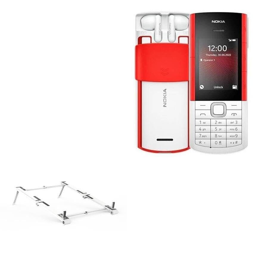 BoxWave Stand and Mount Compatible with Nokia 5710 XpressAudio - Pocket Aluminum Stand 3-in-1, Portable Multi Angle Viewing Riser - Metallic Silver