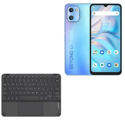 BoxWave Keyboard Compatible with Umidigi A13S - SlimKeys Bluetooth Keyboard with Trackpad, Portable Slim TouchPad - Jet Black