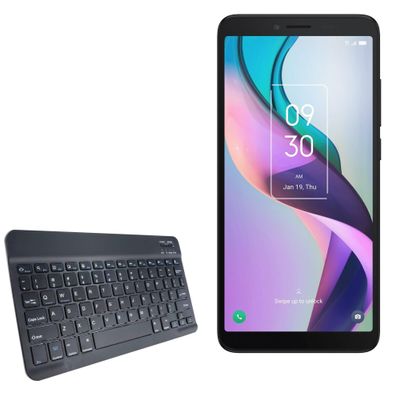 BoxWave Keyboard Compatible with TCL Ion X - SlimKeys Bluetooth Keyboard, Portable Thin with Chiclet-Style Keys - Jet Black