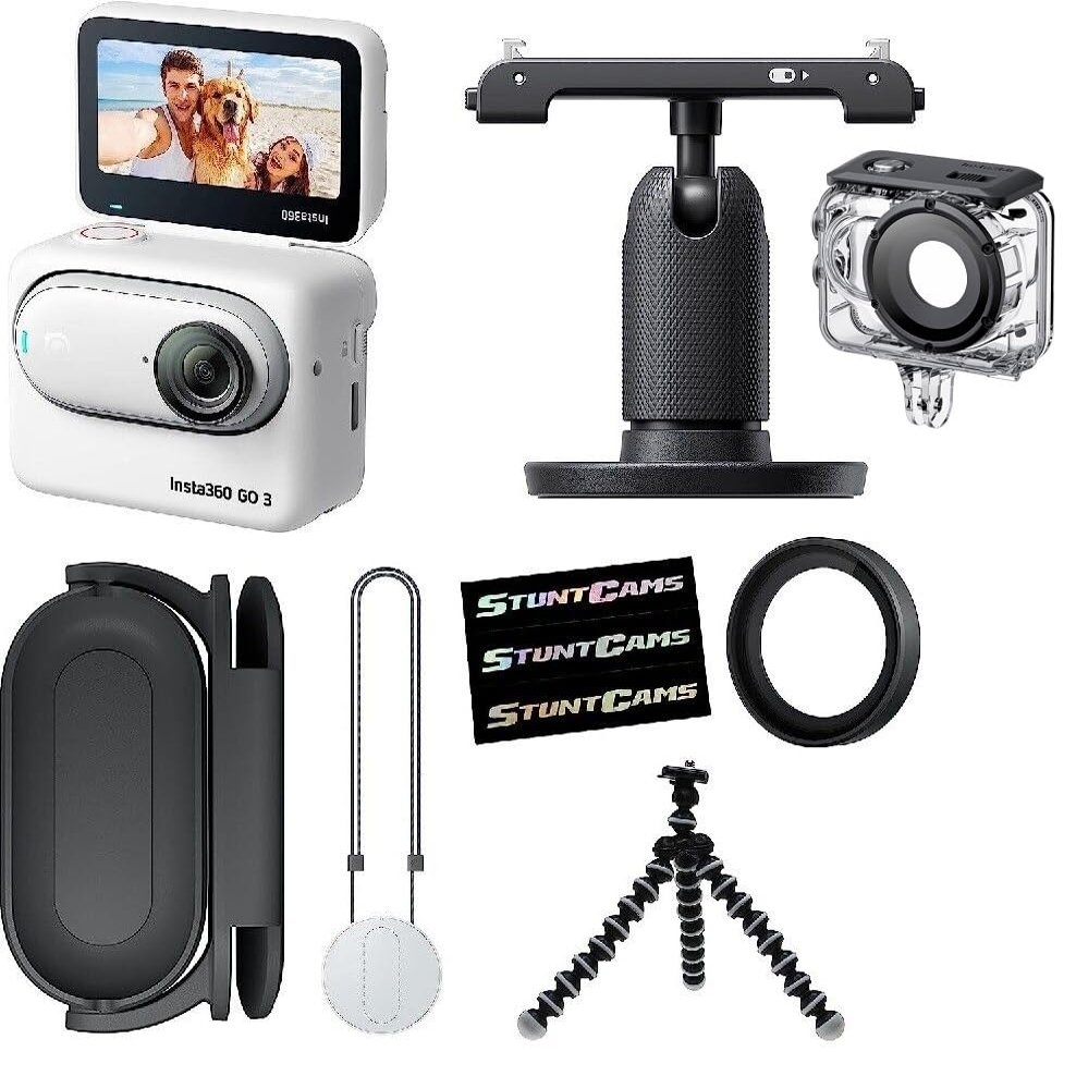 Insta360 GO 3 (128GB) Small & Lightweight Action Camera Hands-Free POV with 60M Waterproof Dive Case and Mini Tripod Mount