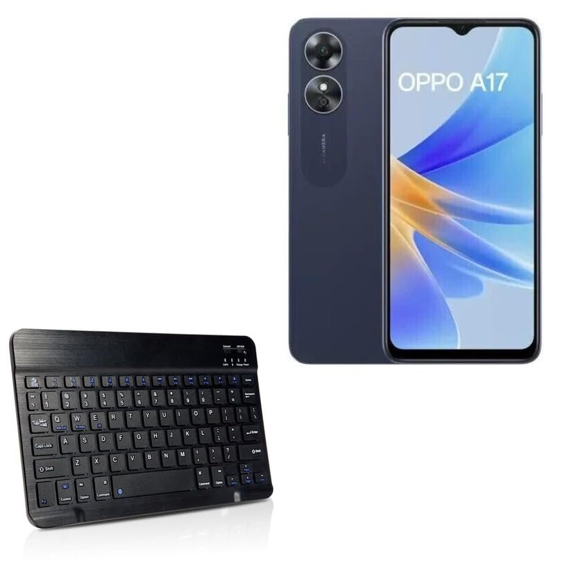 BoxWave Keyboard Compatible with Oppo A17 - SlimKeys Bluetooth Keyboard, Portable Thin with Chiclet-Style Keys - Jet Black