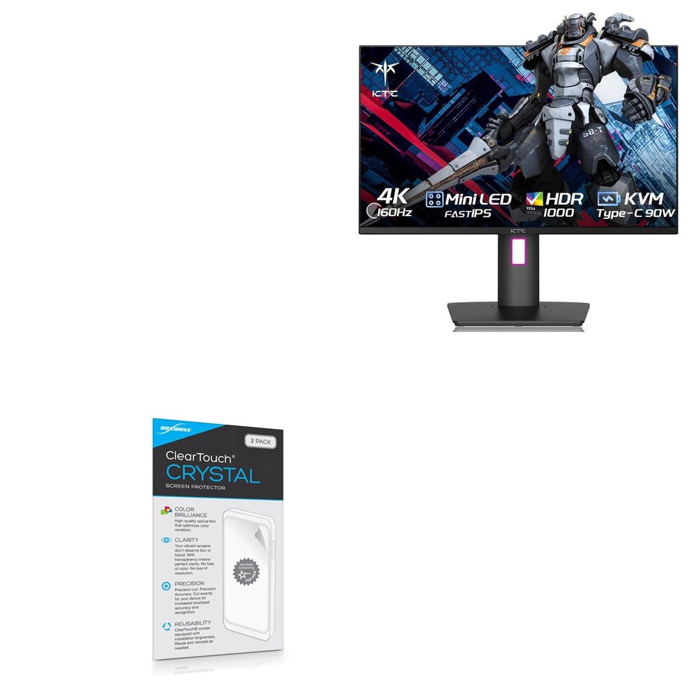 BoxWave Screen Protector Compatible with KTC M27P20P Gaming Monitor (27") - ClearTouch Crystal (2-Pack), HD Film Skin - Shields from Scratches