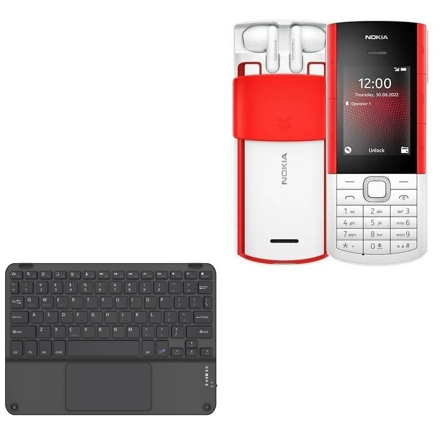 BoxWave Keyboard Compatible with Nokia 5710 XpressAudio - SlimKeys Bluetooth Keyboard with Trackpad, Portable Slim TouchPad - Jet Black