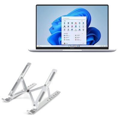 BoxWave Stand and Mount Compatible with Honor MagicBook 15 AMD - Compact QuickSwitch Stand, Portable Multi Angle Viewing Foldable Riser - Metallic Silver