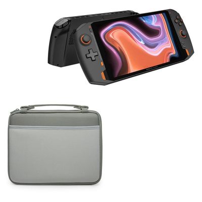 BoxWave Case Compatible with OneXPlayer One-Netbook 4S - Hard Shell Briefcase, Slim Messenger Bag Briefcase Cover Side Pockets - Pewter