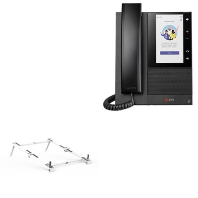 BoxWave Stand and Mount Compatible with Poly CCX 505 - Pocket Aluminum Stand 3-in-1, Portable Multi Angle Viewing Riser - Metallic Silver