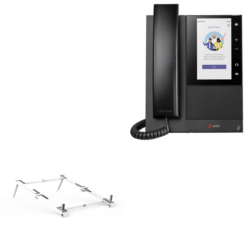 BoxWave Stand and Mount Compatible with Poly CCX 505 - Pocket Aluminum Stand 3-in-1, Portable Multi Angle Viewing Riser - Metallic Silver