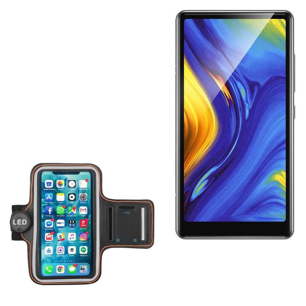 BoxWave Case Compatible with AGPtek T03S MP3 - JogBrite Sports Armband, High Visibility Safety Light LED Runners Armband - Bold Orange
