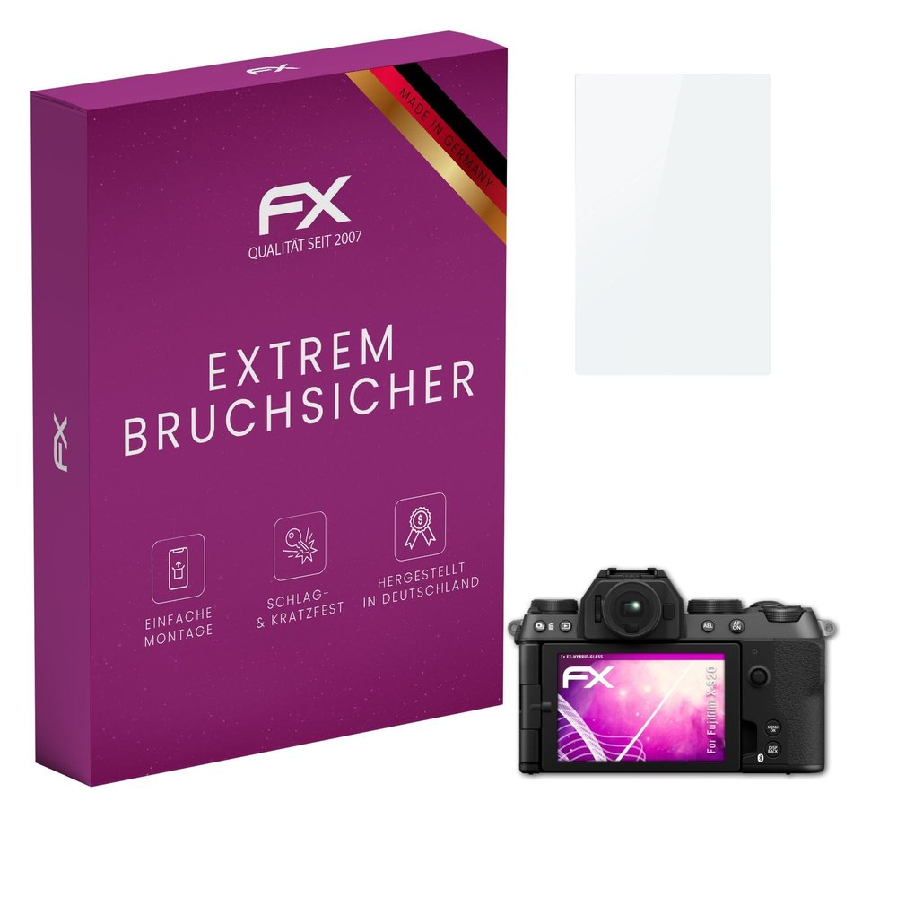 atFoliX Plastic Glass Protective Film compatible with Fujifilm X-S20, 9H Hybrid-Glass FX Screen Protector