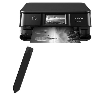 BoxWave Stylus Pouch Compatible with Epson Expression Photo XP-8700 - Stylus PortaPouch, Pen Stylii Holder Carrier Portable Self-Adhesive - Jet Black