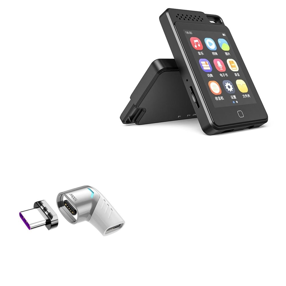 BoxWave Adapter Compatible with RUIZU C1 - MagnetoSnap PD Angle Adapter, Magnetic Charging Connector Device Saver - Metallic Silver