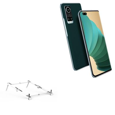 BoxWave Stand and Mount Compatible with BLU Bold N2 - Pocket Aluminum Stand 3-in-1, Portable Multi Angle Viewing Riser - Metallic Silver