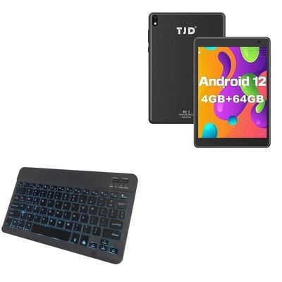 BoxWave Keyboard Compatible with TJD MT 750 (7.5 in) - SlimKeys Bluetooth Keyboard - with Backlight, Portable Slim LED 7 Colors - Jet Black