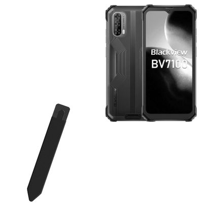 BoxWave Stylus Pouch Compatible with Blackview BV 7100 - Stylus PortaPouch, Pen Stylii Holder Carrier Portable Self-Adhesive - Jet Black