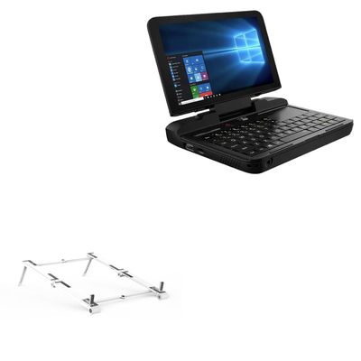 BoxWave Stand and Mount Compatible with Lanruo GPD MicroPC - Pocket Aluminum Stand 3-in-1, Portable Multi Angle Viewing Riser - Metallic Silver