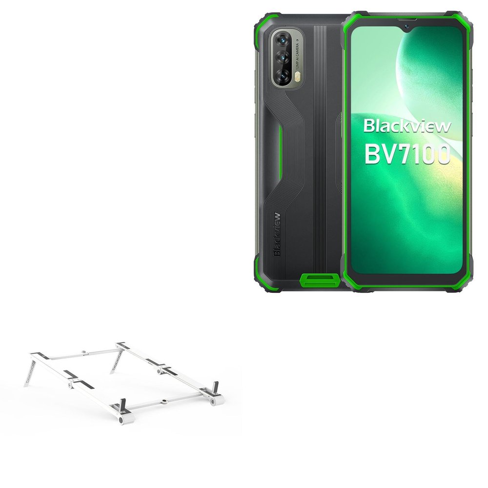 BoxWave Stand and Mount Compatible with Blackview BV 7100 - Pocket Aluminum Stand 3-in-1, Portable Multi Angle Viewing Riser - Metallic Silver