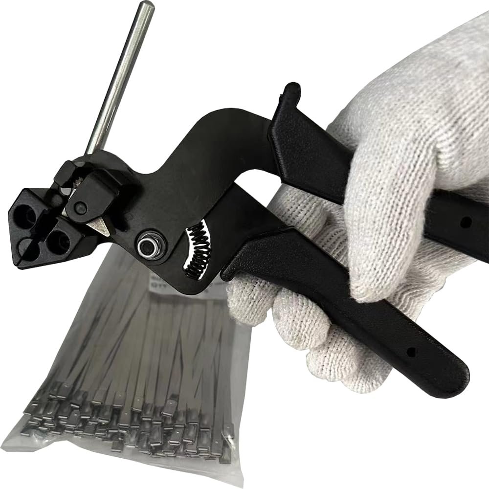 Cable tie gun, stainless steel tie fastener packaging tool, self-locking metal stainless steel tie tool 304 stainless steel tie 100 metal tie 4.6 * 270mm