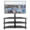 TRIPLE TREE 35.4 inch Swivel Floor TV Stand,Multi-Function Entertainment Stand for 32 to 65 inch TV,Height Adjustable 3-Tier Television Stands,Black view 2