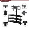 TRIPLE TREE 35.4 inch Swivel Floor TV Stand,Multi-Function Entertainment Stand for 32 to 65 inch TV,Height Adjustable 3-Tier Television Stands,Black view 4