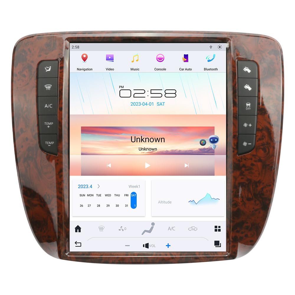 NAKEVICH Qualcomm Android 11 Car Radio for GMC Yukon Tahoe Suburban Chevrolet Silverado 2007-2013 Stereo Upgrade Tesla Style Touch Screen Android Auto GPS Navigation Multimedia Play 8GB + 128GB