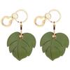 BORKUANA 2 Pack Leather Keychain Holder Case Compatible with Apple AirTag, Cute Protective Air Tag Cover with Keychain Ring, Anti-Scratch Finder GPS Tracker Case for Wallet Keys(Large Leaves) view 1