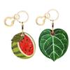 BORKUANA 2 Pack Leather Keychain Holder Case Compatible with Apple AirTag, Cute Protective Air Tag Cover with Keychain Ring, Anti-Scratch Finder GPS Tracker Case for Wallet Keys(Watermelon&Leaves) view 1