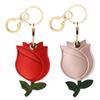 2 Pack Leather Keychain Holder Case Compatible with Apple AirTag, Cute Protective Air Tag Cover with Keychain Ring, Anti-Scratch Finder GPS Tracker Case for Wallet Keys(Red Flower&Pink Flower) view 1