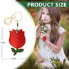2 Pack Leather Keychain Holder Case Compatible with Apple AirTag, Cute Protective Air Tag Cover with Keychain Ring, Anti-Scratch Finder GPS Tracker Case for Wallet Keys(Red Flower&Pink Flower) view 2